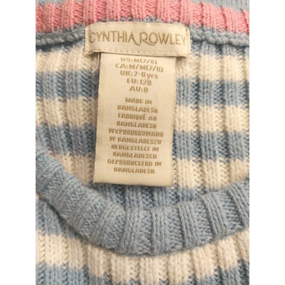 Cynthia Rowley Girls Snowman Sweater Dress Sz M(7/8) Embroidered Rhinestone Poms - Picture 5 of 8